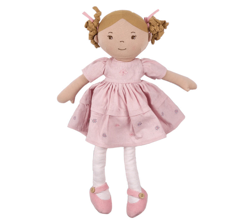 Amelia Linen Doll With Brown Hair