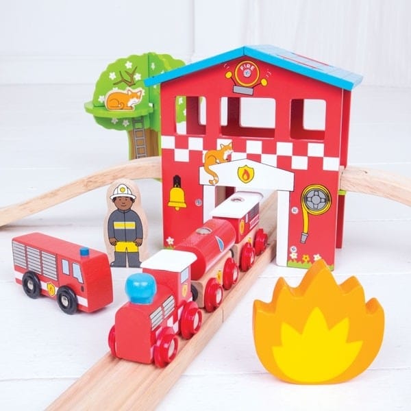 BigJigs Train Sets Fire Station Train Set