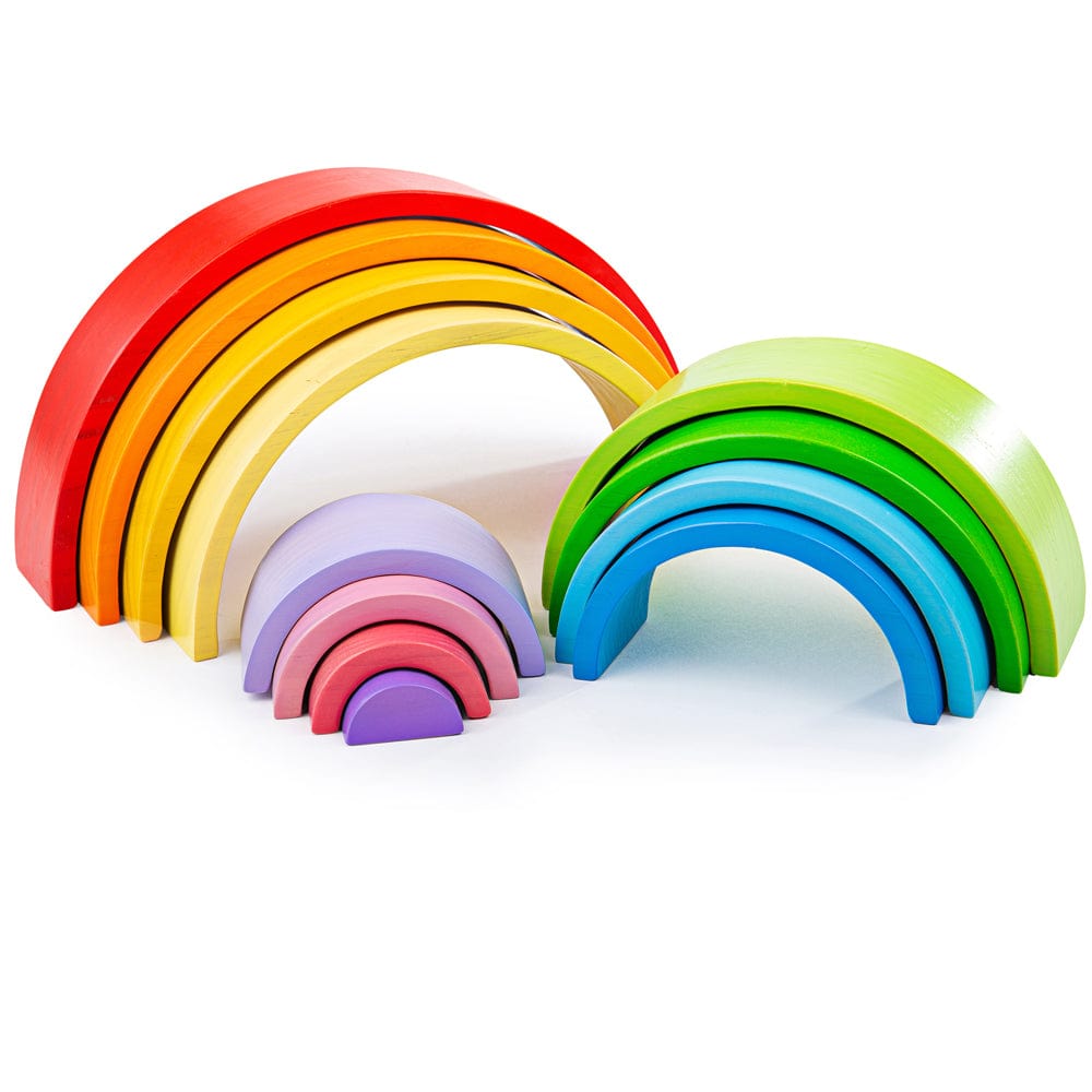 BigJigs Wooden Blocks Large Wooden Stacking Rainbow