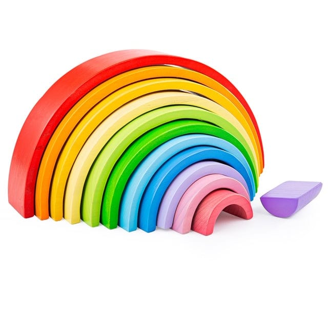 BigJigs Wooden Blocks Large Wooden Stacking Rainbow