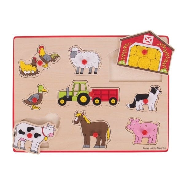 BigJigs Wooden Puzzles Farm Lift Out Puzzle