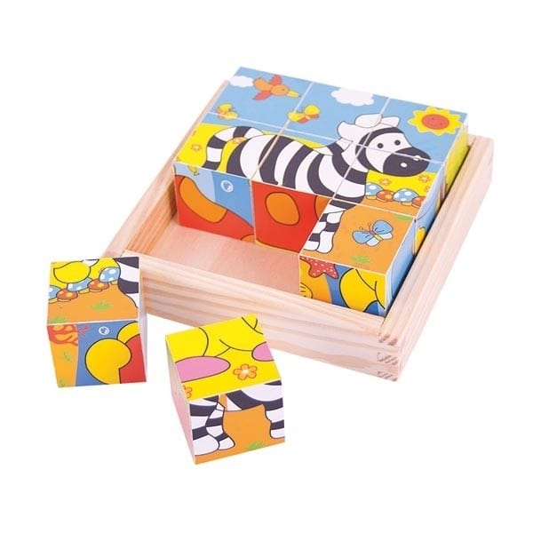 BigJigs Wooden Puzzles Safari Cube Puzzle