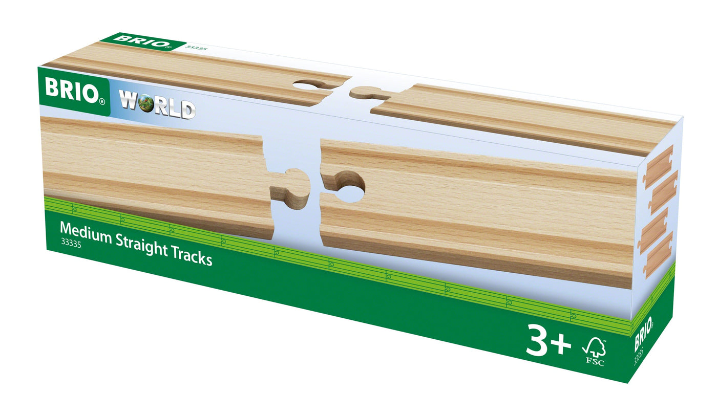 Brio Train Set Accessories BRIO Tracks - Medium Straight Tracks- 4 pieces