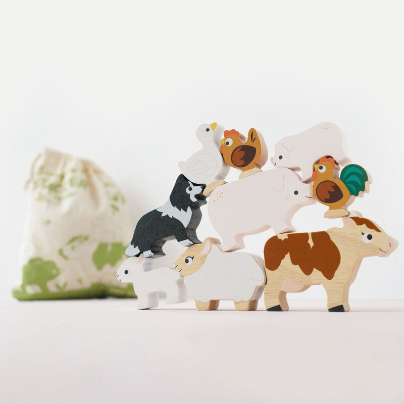 Le Toy Van Petilou Farm Stacking Animals & Bag