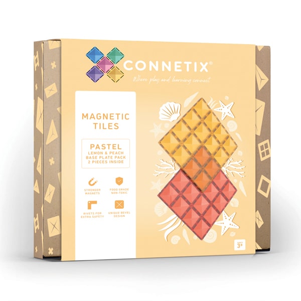 Connetix Magnetic Connetix  2 Piece Peach and Lemon Base Plate