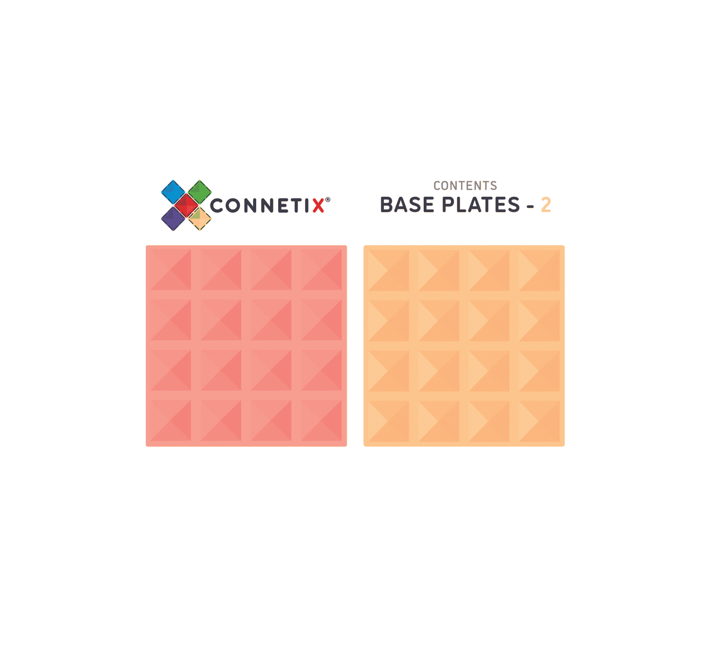 Connetix Magnetic Connetix  2 Piece Peach and Lemon Base Plate