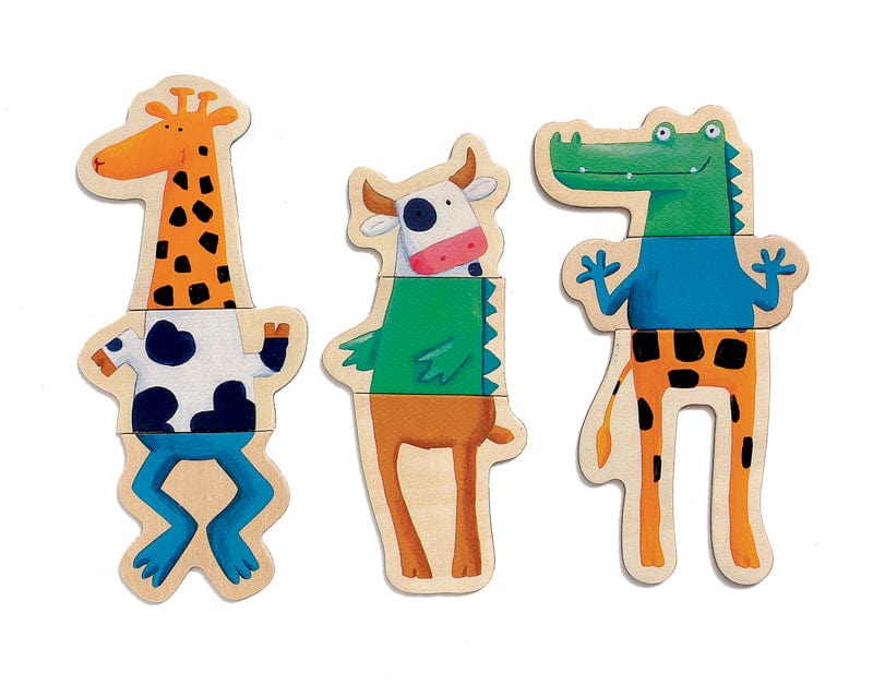 Djeco Magnetic Puzzles Wooden Magnetic Crazy Animals Set