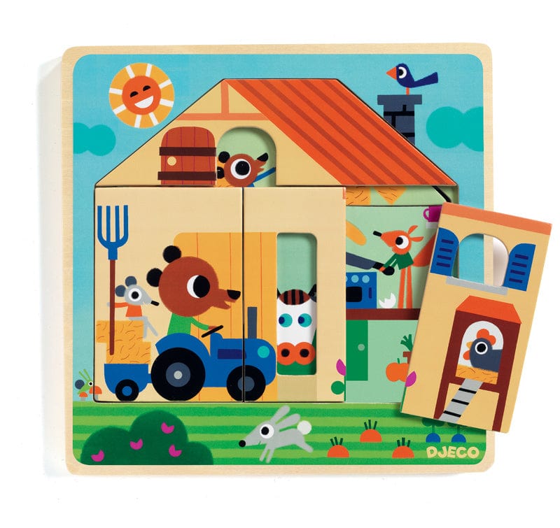 Djeco Wooden Puzzles Chez Gaby Barn 3 Layer Wooden Puzzle