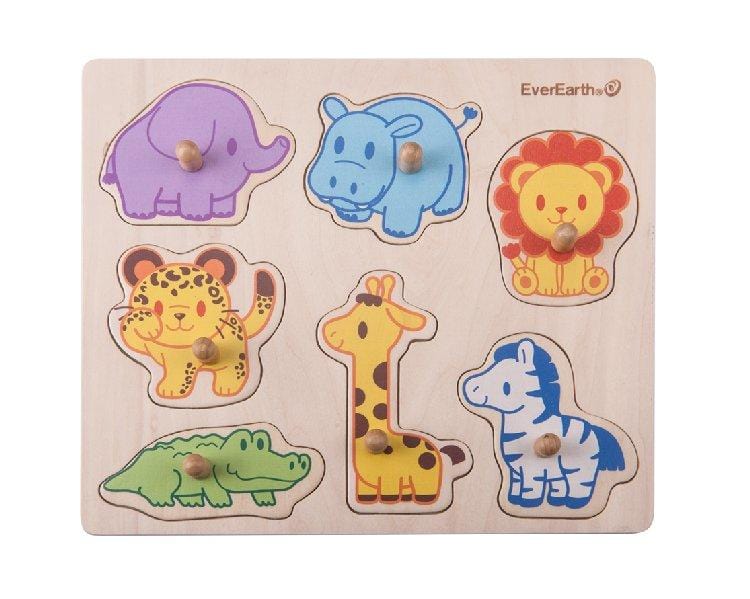 EverEarth Wooden Puzzles Safari Peg Puzzle