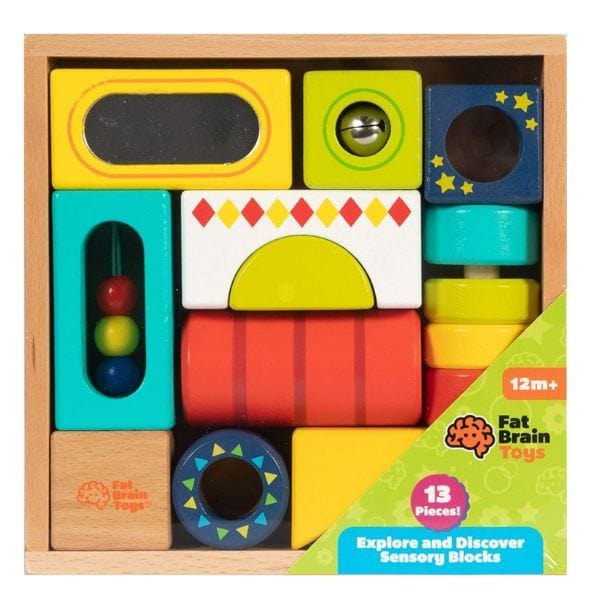 Fat Brain Toy Co Wooden Puzzles Fat Brain Explore and Discover Sensory Blocks