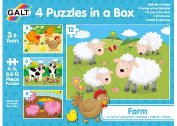 GALT Floor Puzzles Galt - Four Puzzles In A Box - Farm