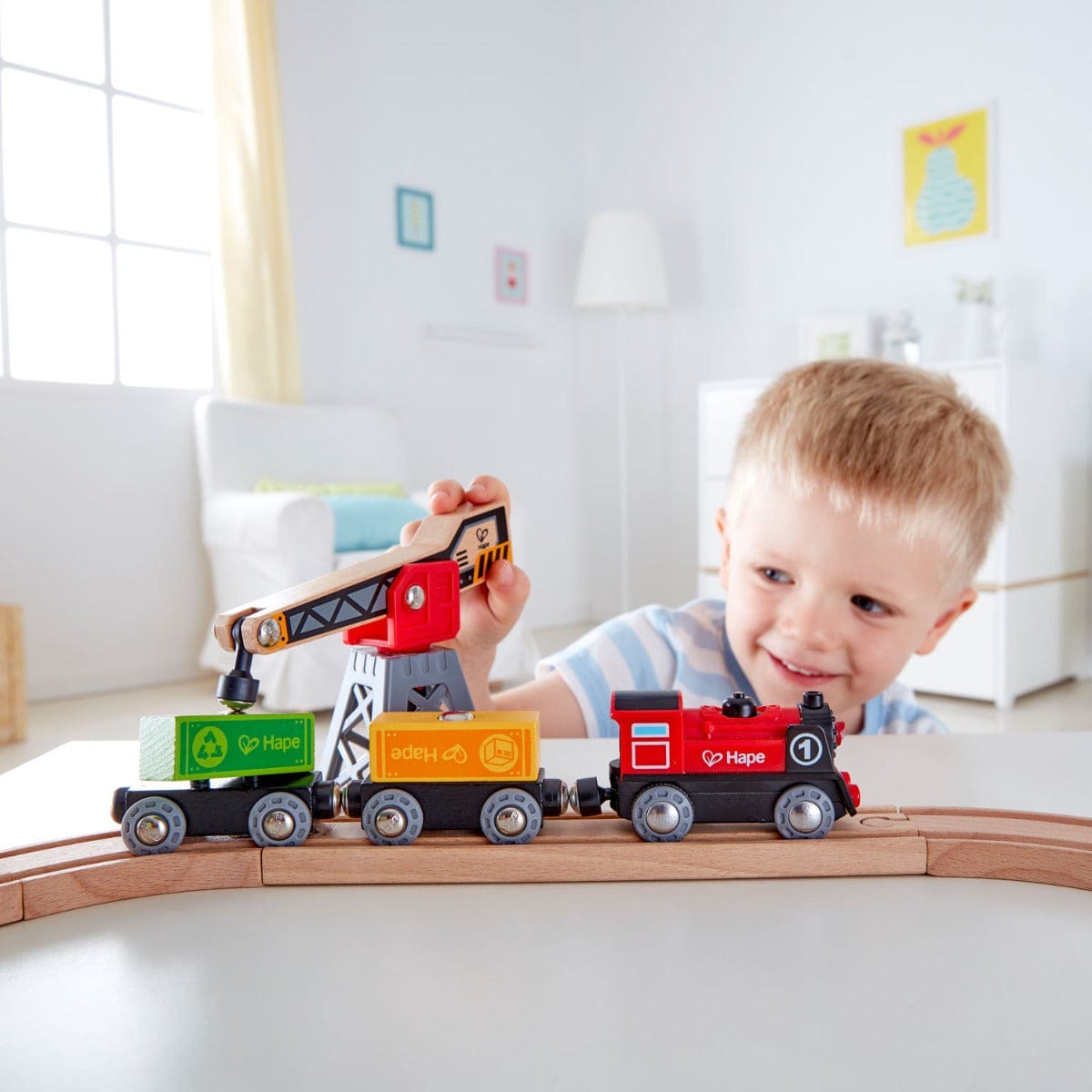 Hape Train Sets Hape Cargo Delivery Loop 19 Pieces