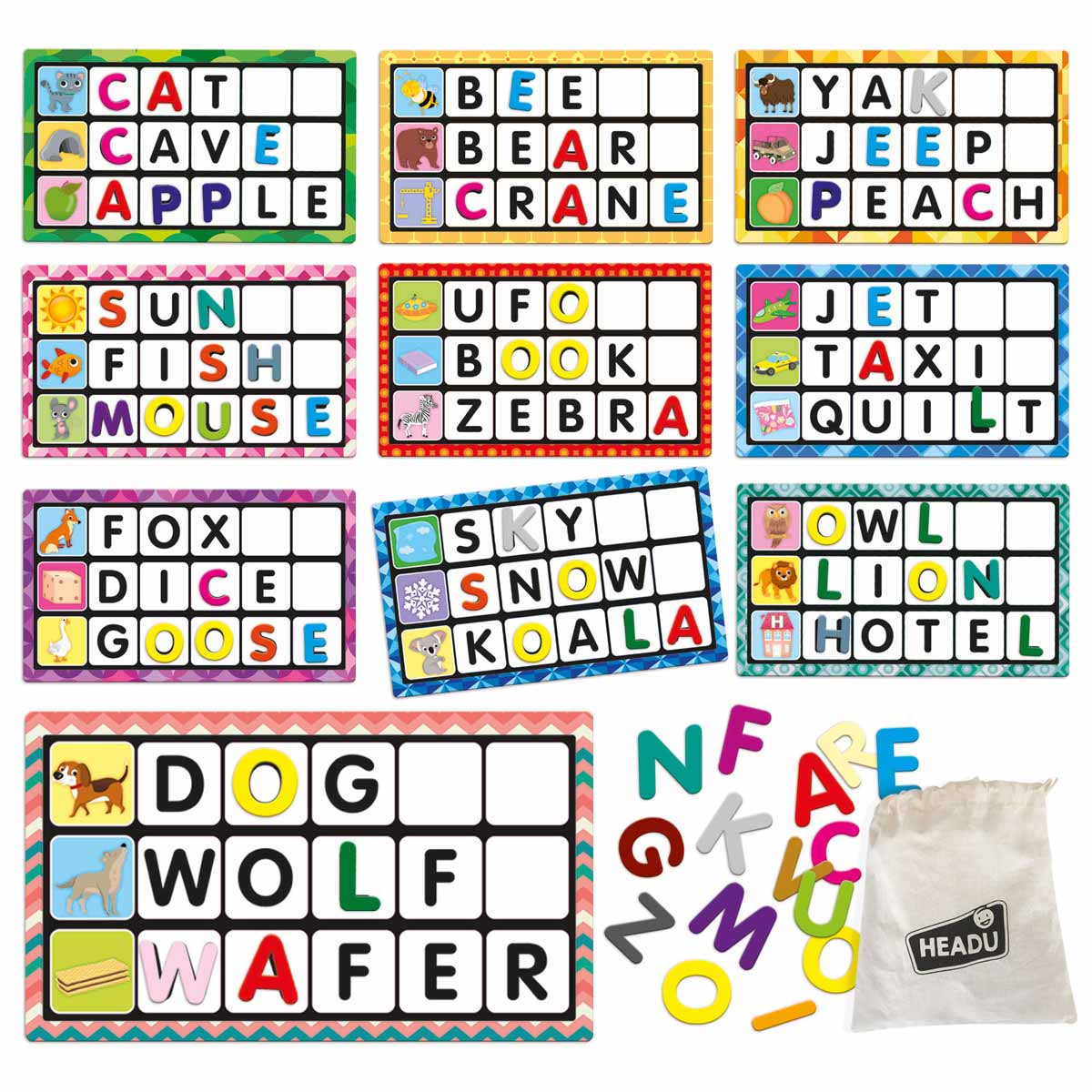 Headu Literacy Montessori Touch Bingo Letters and Words