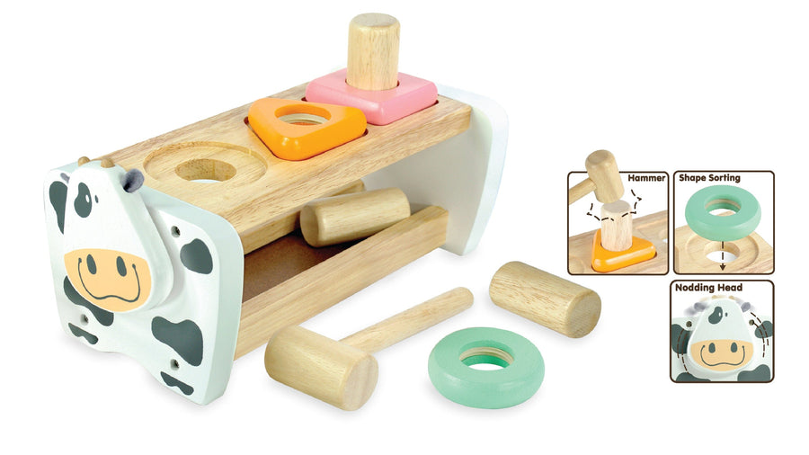 Im Toy Blocks Cow Hammer Bench - Pastel