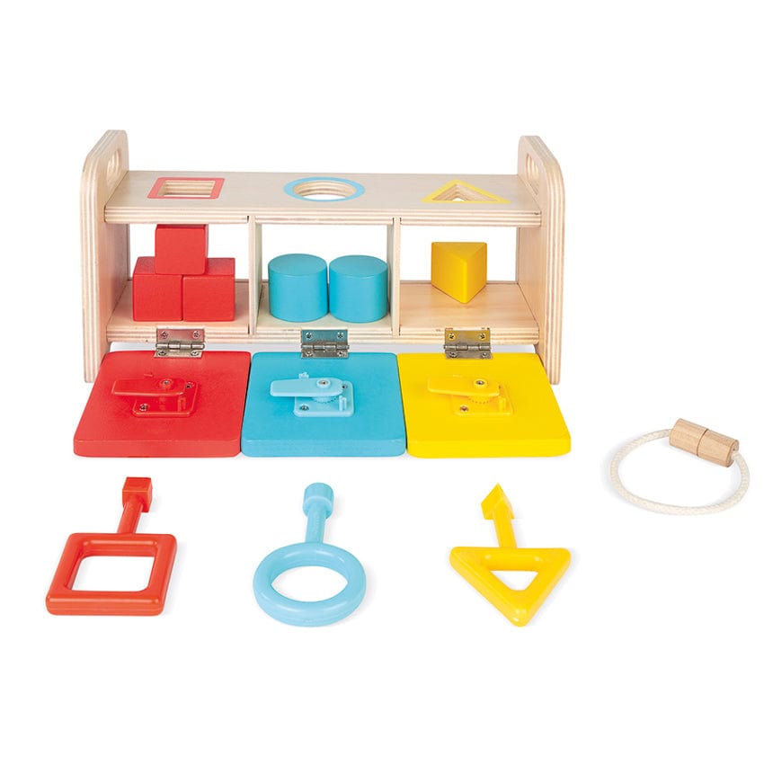 Janod Push & Pull Toys Janod - Essentials Shape Box With Keys