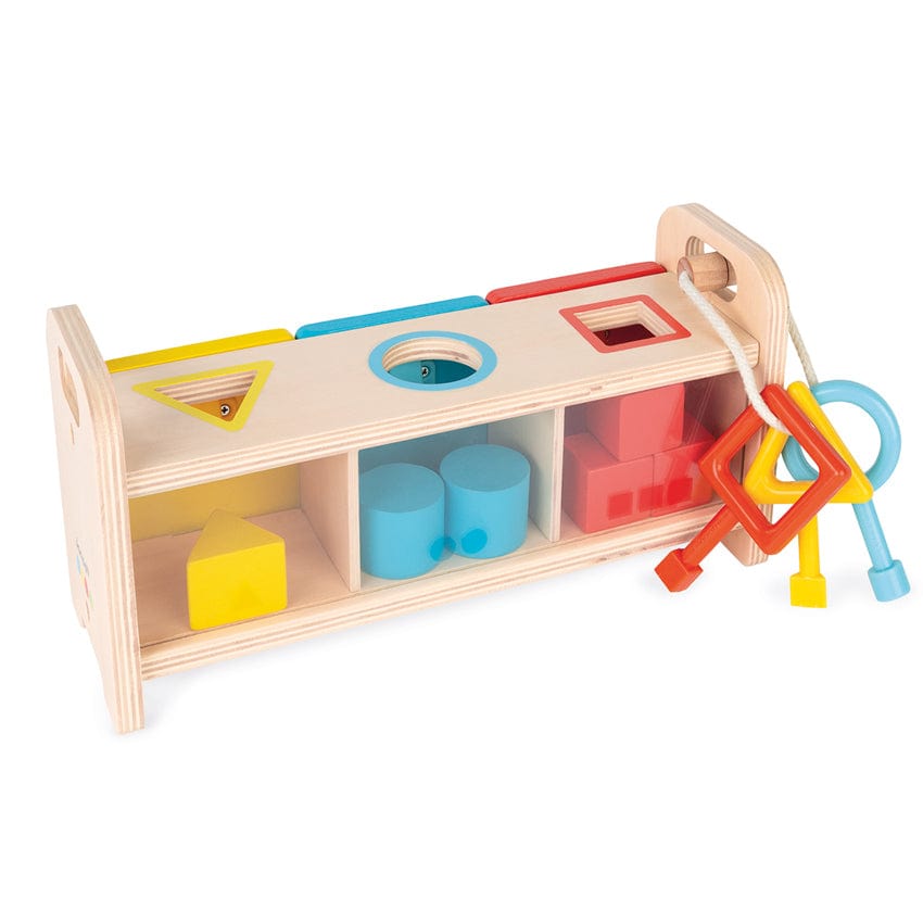 Janod Push & Pull Toys Janod - Essentials Shape Box With Keys