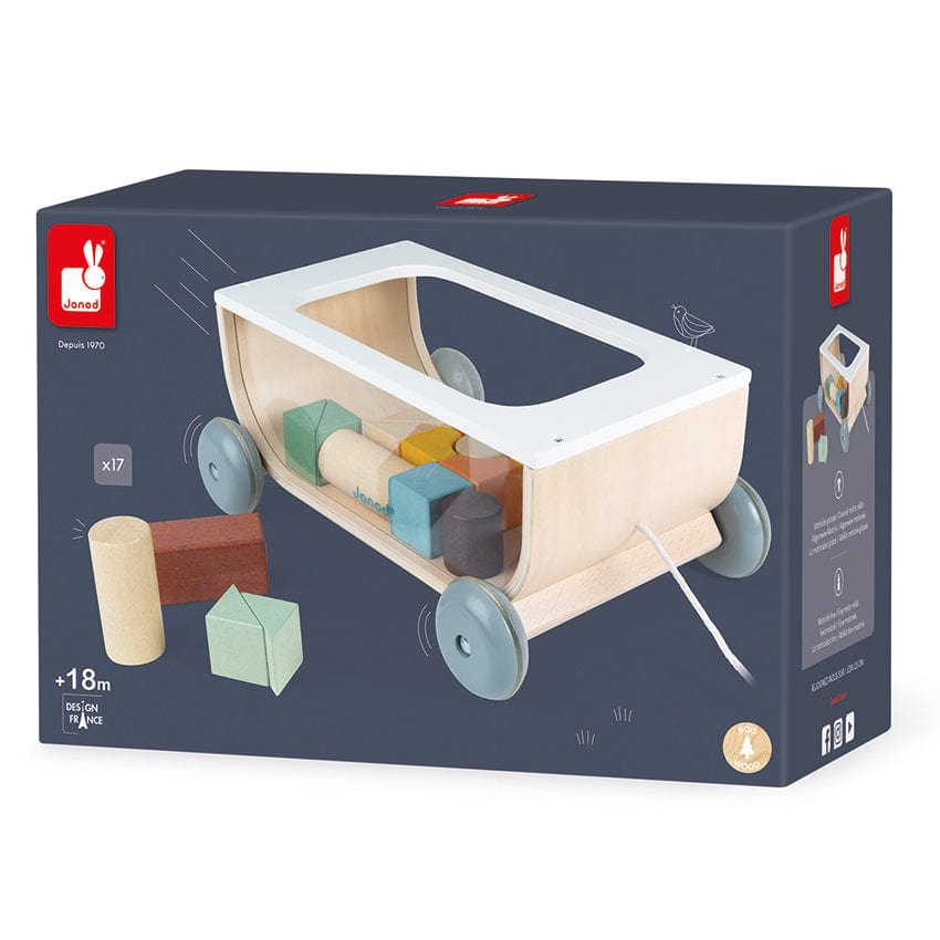 Janod Wooden Blocks Janod - Cocoon Cart with Blocks