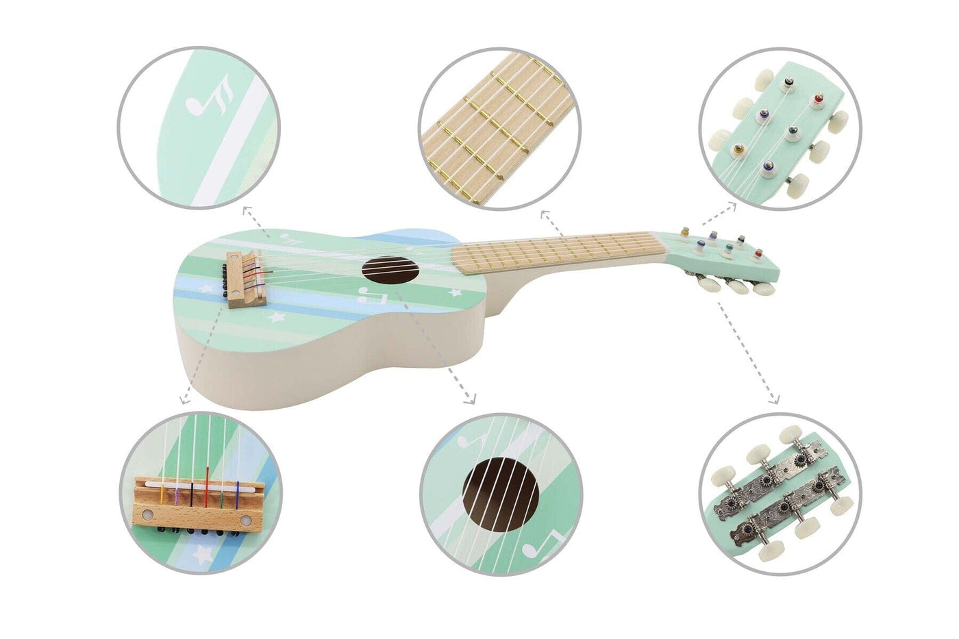 Kaper Kidz Wooden Musical Toys Calm & Breezy Wooden Guitar Misty Aqua