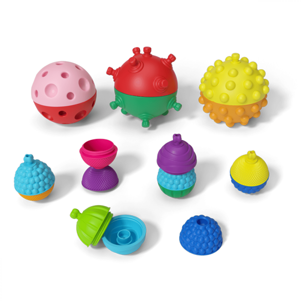 Lalaboom Blocks Lalaboom 3 Sensory Balls With 12 Pcs Beads