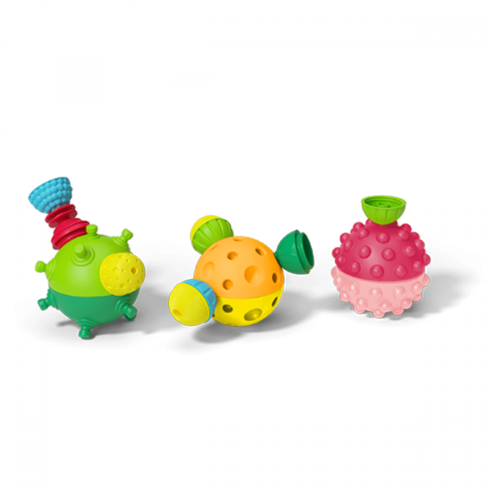 Lalaboom Blocks Lalaboom 3 Sensory Balls With 12 Pcs Beads