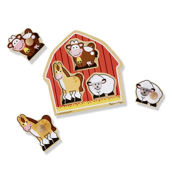 Melissa and Doug Wooden Puzzles Melissa and Doug Barn Animals Jumbo Knob Puzzle 3 Piece