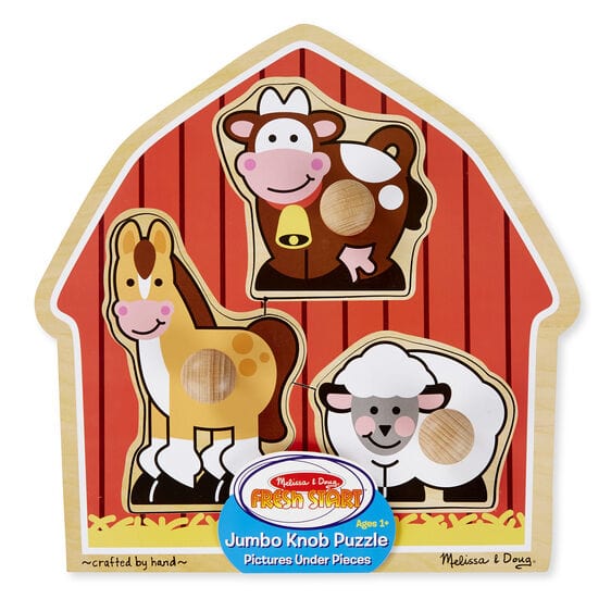 Melissa and Doug Wooden Puzzles Melissa and Doug Barn Animals Jumbo Knob Puzzle 3 Piece