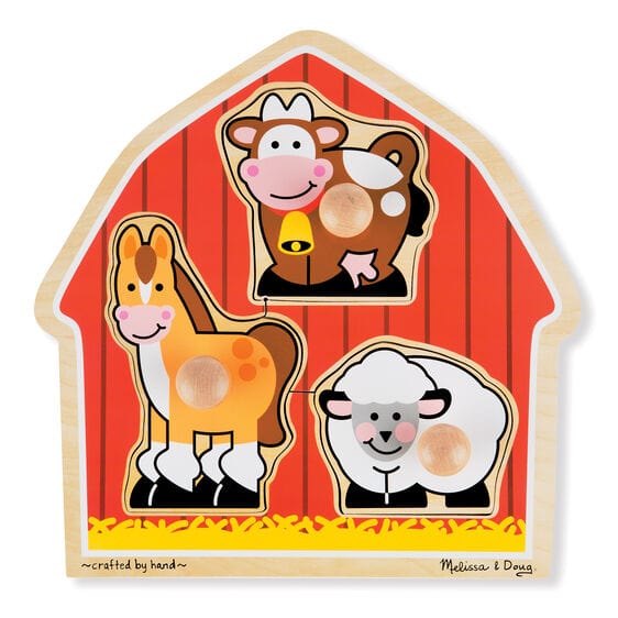 Melissa and Doug Wooden Puzzles Melissa and Doug Barn Animals Jumbo Knob Puzzle 3 Piece