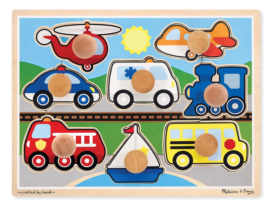 Melissa and Doug Wooden Puzzles Melissa and Doug Large Vehicles Jumbo Knob Puzzle - 8pc