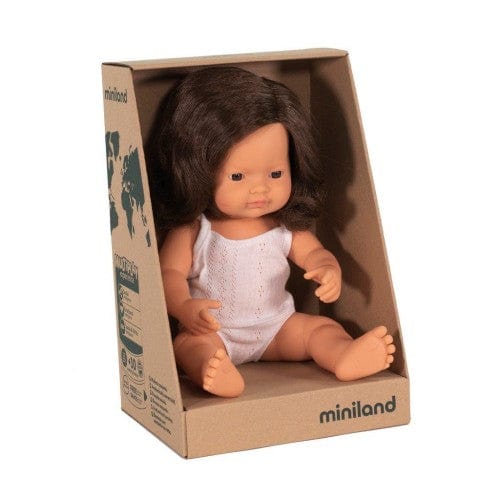 Miniland Dolls and Accessories Miniland Caucasian Girl, Brunette, 38 cm