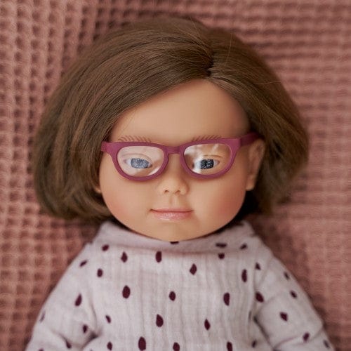 Miniland Dolls and Accessories Miniland Caucasian Girl with Down syndrome, 38 cm with Glasses