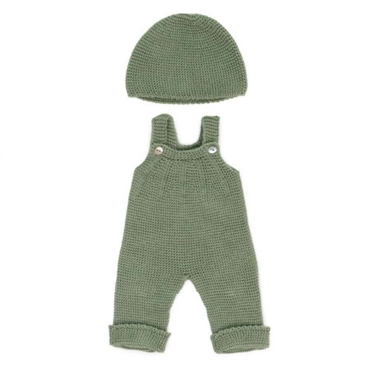 Miniland Dolls and Accessories Miniland Clothing Knitted Doll Outfit 38cm – Overall &amp; Beanie Hat