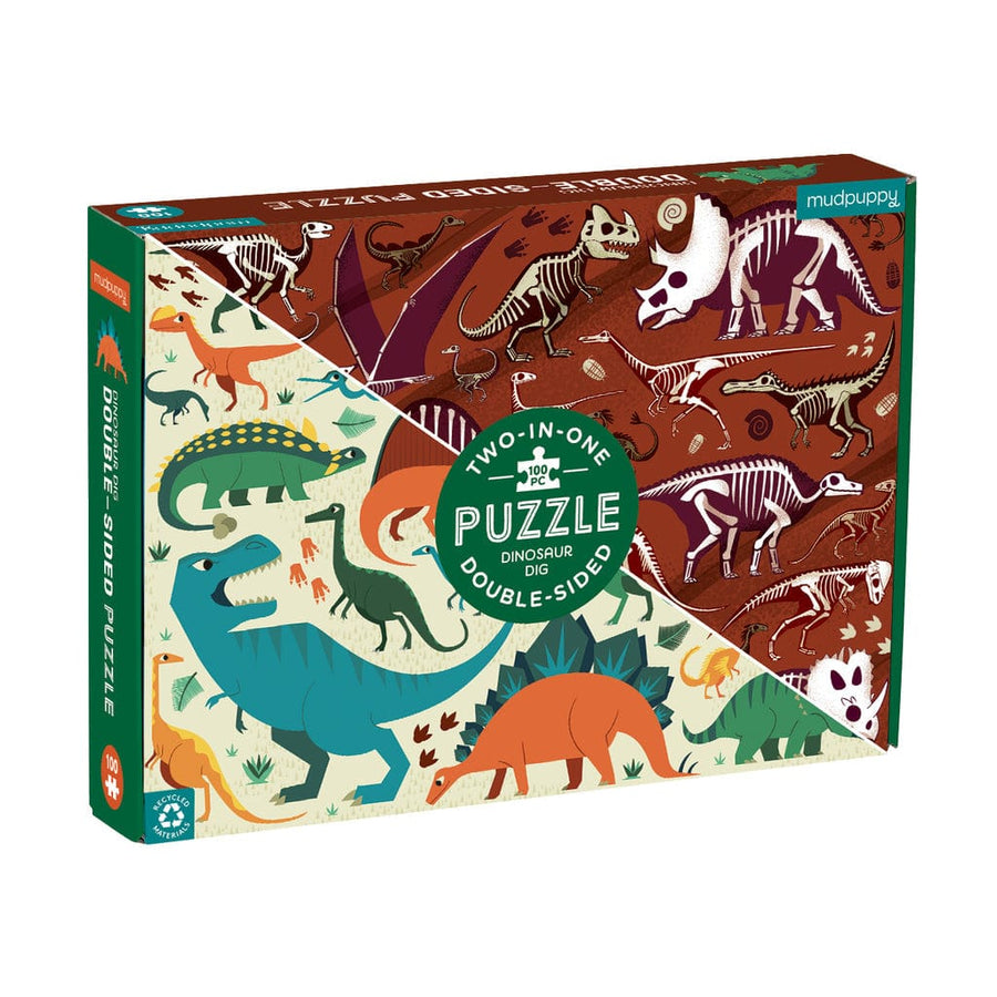 Mud Puppy Floor Puzzles Mudpuppy 100 Pc Double-Sided Puzzle – Dinosaur Dig