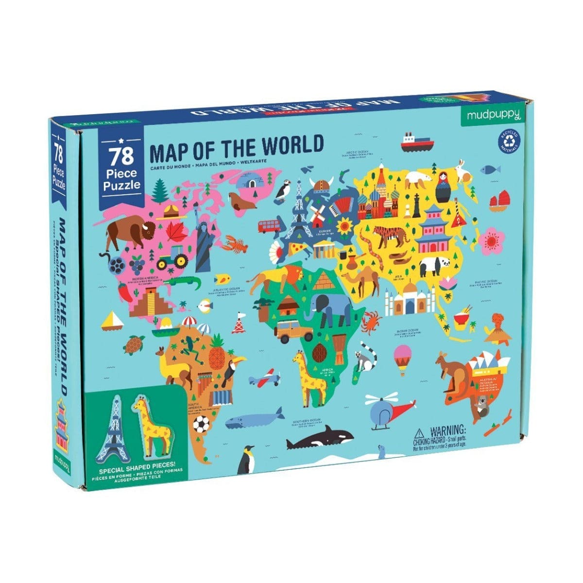 Mud Puppy Floor Puzzles Puzzle Map of the World -78 Pcs