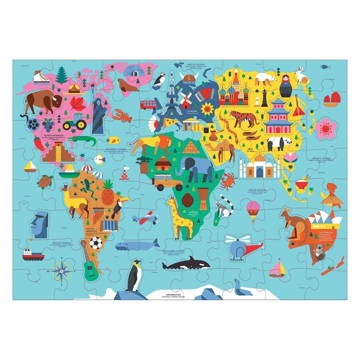 Mud Puppy Floor Puzzles Puzzle Map of the World -78 Pcs