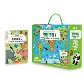 Sassi Junior Books Sassi Endangered Species of the Planet Book and Puzzle 205 pcs