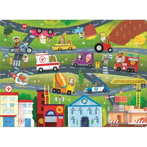 Sassi Junior Floor Puzzles Sassi 3D Puzzle and Book Set - Learn Shapes Vehicles