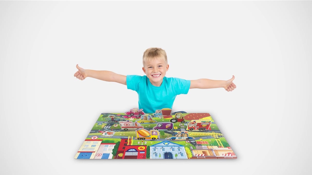 Sassi Junior Floor Puzzles Sassi 3D Puzzle and Book Set - Learn Shapes Vehicles