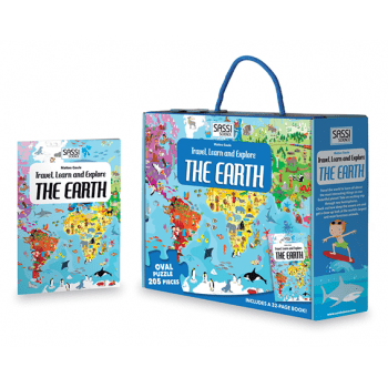 Sassi Junior Floor Puzzles Travel Learn and Explore Puzzle & Book Set - The Earth