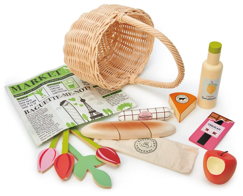 Tender Leaf Toys Shops Wicker Shopping Basket Set