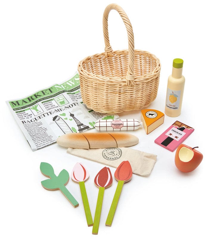 Tender Leaf Toys Shops Wicker Shopping Basket Set