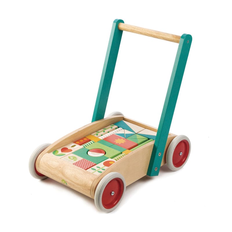 Tender Leaf Toys Wooden Blocks Tender Leaf Walker Wagon with Blocks