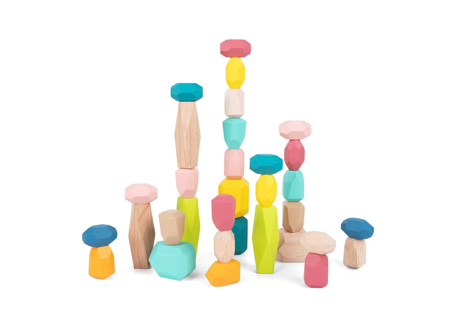 Tooky Toy Blocks Wooden Stacking Stone Blocks Large 32Pcs