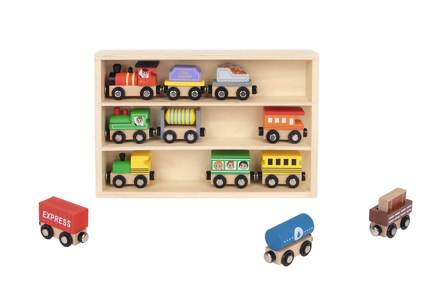 Tooky Toy Toy Garages & Vehicles Wooden Train & Carriage Set