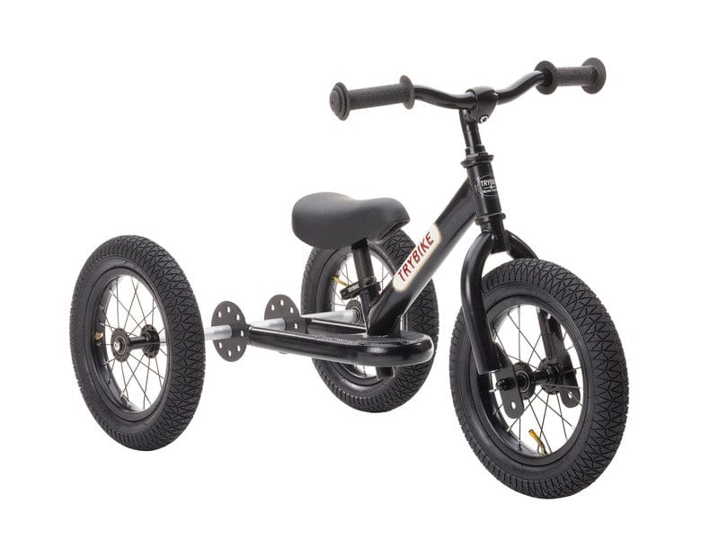 Trybike Balance Bikes Trybike Steel Black with Black Seat and Grips