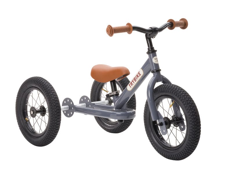 Trybike Balance Bikes Trybike Steel Grey, Brown Seat &amp; Grips