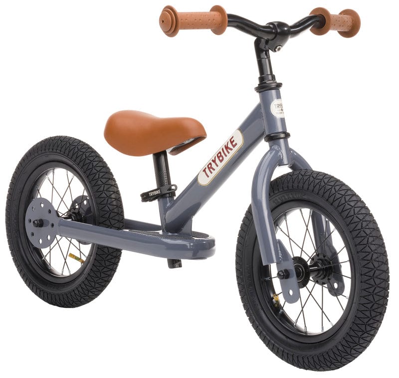 Trybike Balance Bikes Trybike Steel Grey, Brown Seat &amp; Grips