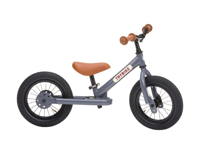 Trybike Balance Bikes Trybike Steel Grey, Brown Seat &amp; Grips