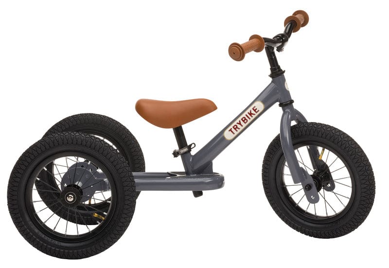 Trybike Balance Bikes Trybike Steel Grey, Brown Seat &amp; Grips