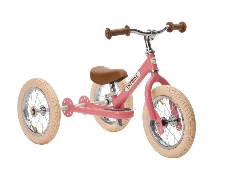 Trybike Balance Bikes Trybike Steel Pink Vintage,Chrome Parts &amp; Creme Tyres