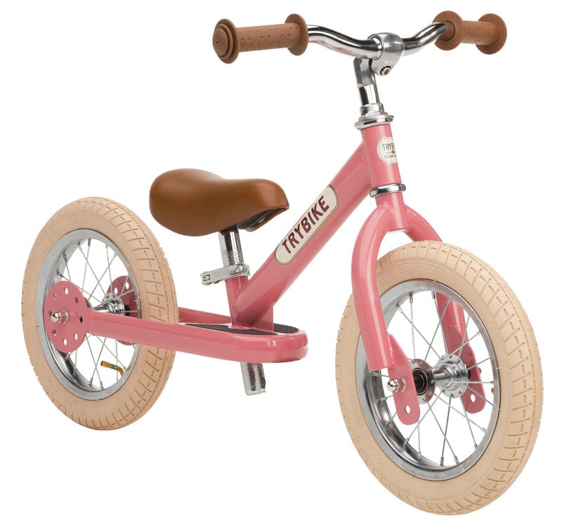 Trybike Balance Bikes Trybike Steel Pink Vintage,Chrome Parts &amp; Creme Tyres